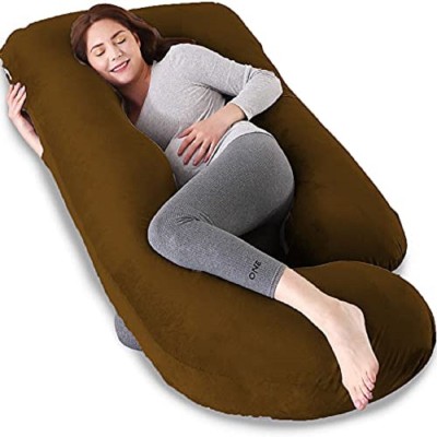 WILD MINT J SHAPE Polyester Fibre Solid Pregnancy Pillow Pack of 1(Brown)