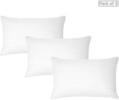Urban Arts Polyester Fibre Stripes Sleeping Pillow Pack of 3(White)