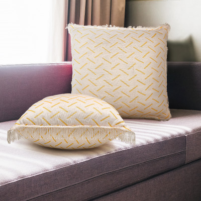 Sh Creation And Handlooms Designer & Decorative Cushion Square Shapes for your Luxuries (Size16X16 Inches) Microfibre Abstract Cushion Pack of 2(Off White)