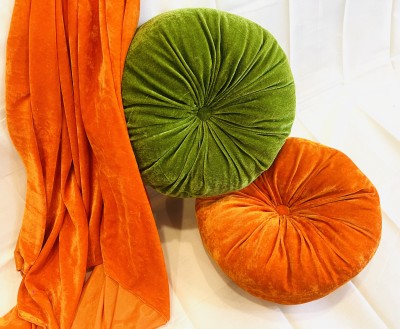 URBAN SHADOW Microfibre Floral Cushion Pack of 2(Green, Orange)