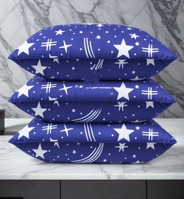 YPOLOIPO LUXURY Polyester Fibre Abstract Sleeping Pillow Pack of 3(Blue)