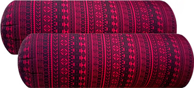 GKM Microfibre Abstract Bolster Pack of 2(Maroon, Black)