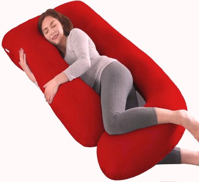 THUKRAN J Shape Microfibre Solid Pregnancy Pillow Pack of 1(Red)