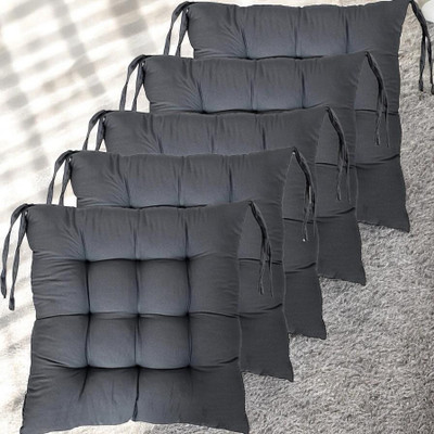 SOFT SNOOZE Soft Luxury Microfibre Solid Chair Pad Pack of 5(Grey)