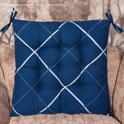 SOFT SNOOZE Soft Luxury Microfibre Solid Chair Pad Pack of 2(Blue)