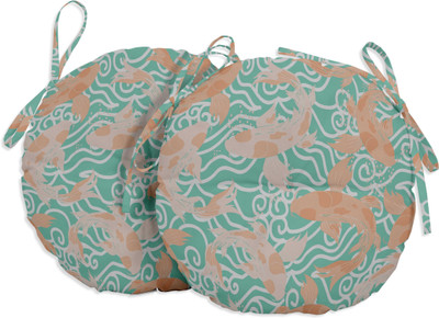 Vargottam Polyester Fibre Nature Chair Pad Pack of 2(Aquamarine Green1)