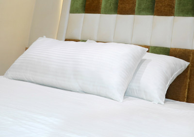 Hoolloomooloo Polyester Fibre Sleeping Pillow Pack of 2 Stripes 20x36 inch king size big pillow set (extra large full size 20 by 36 pillow)(White)