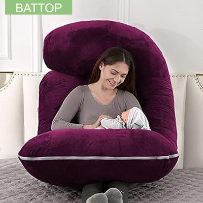 BATTOP ULTRA SOFT J SHAPE Polyester Fibre Solid Pregnancy Pillow Pack of 1(WINE)