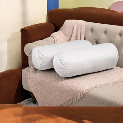 Urmila Creation Polyester Fibre Solid Bolster Pack of 2(White)