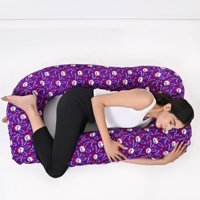 WILD MINT Microfibre, Polyester Fibre Pregnancy Pillow Pack of 1 Solid ultra soft j shaped pillow(daddy printed purpal)