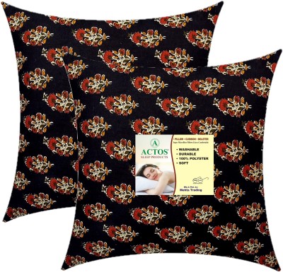 ACTOS Microfibre Floral Cushion Pack of 2(Black)