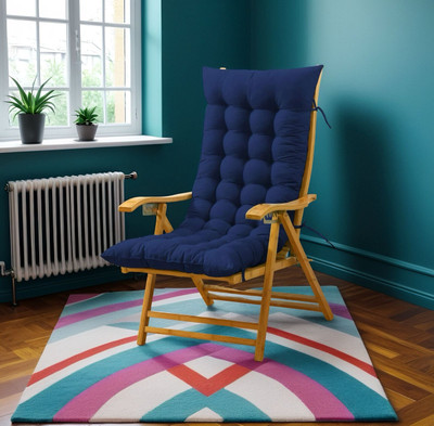 SOFT SNOOZE Microfibre Chair Pad Pack of 1 Solid Soft(Blue)