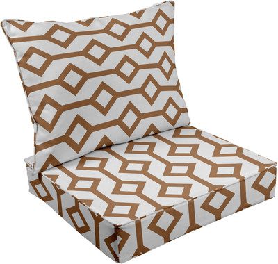 Vargottam Foam Geometric Chair Pad Pack of 2(Tawny Brown1)