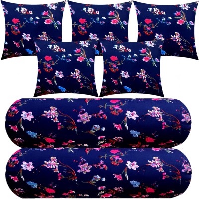 Changers Microfibre Floral Bolster Pack of 7(Blue)