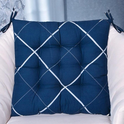 SOFT SNOOZE Soft Luxury Microfibre Solid Chair Pad Pack of 2(Blue)