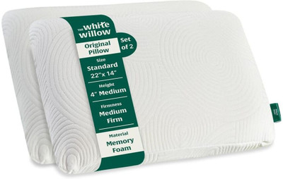 The White Willow Orthopedic Sleeping Pillow Memory Foam Solid Sleeping Pillow Pack of 2(White)