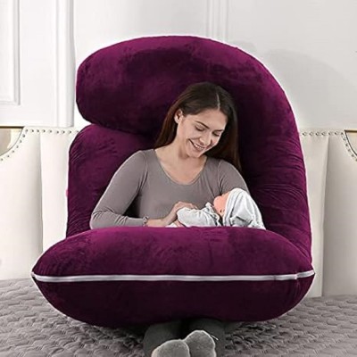 WILD MINT J SHAPE Microfibre Solid Pregnancy Pillow Pack of 1(Purple)