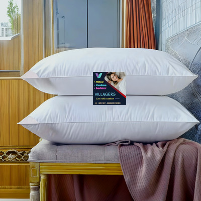 VILLAGERS LUXURY Polyester Fibre Abstract Sleeping Pillow Pack of 2(White)