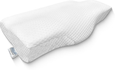 Sleepsia Memory Foam Sleeping Pillow Pack of 1 Solid Memory Foam Contour Cervical Pillow For Neck & Shoulder Support -(White)