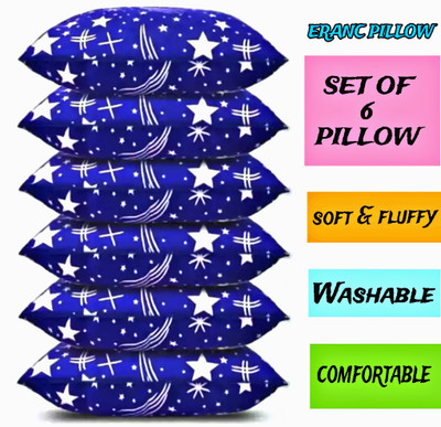 ERANC LUXURY Microfibre Abstract Sleeping Pillow Pack of 6(Blue)