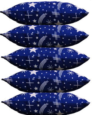 GKM Blue Star Print Microfibre Abstract Sleeping Pillow Pack of 5(Blue)