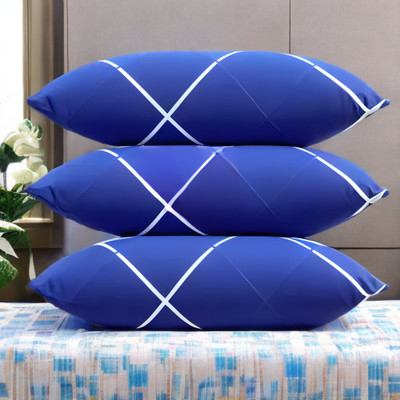 YPOLOIPO LUXURY Polyester Fibre Solid Sleeping Pillow Pack of 3(Blue)