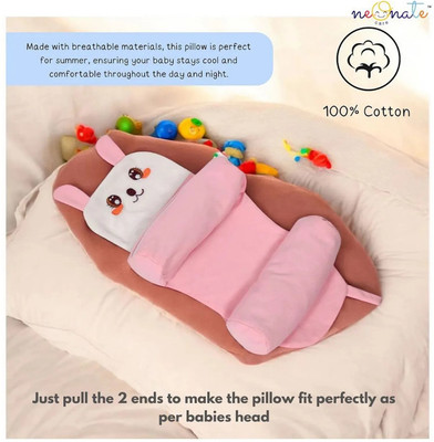 Neonate Care Cotton Baby Pillow Pack of 1 Solid(Pink)
