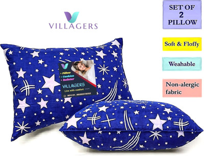 VILLAGERS LUXURY Polyester Fibre Abstract Sleeping Pillow Pack of 2(Blue)
