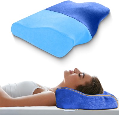 Sleepsia Gel Infused Cervical Pillow - Ergonomic Cervical Pillow for Neck & Shoulder Pain Memory Foam Solid Sleeping Pillow Pack of 1(Blue)