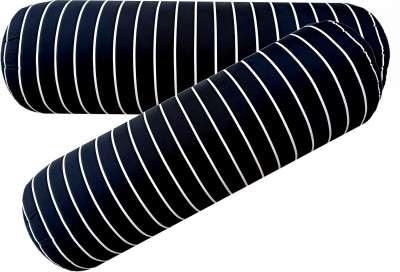 Swikon star Microfibre Stripes Bolster Pack of 2(Black)