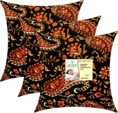 ACTOS Microfibre Cushion Pack of 3 Floral(Blue, Multicolor19)