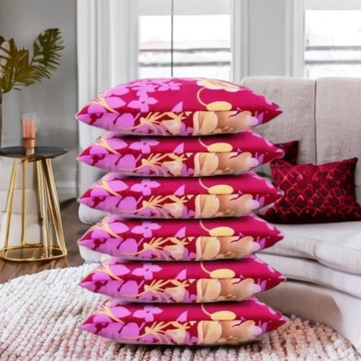 CATHROL Microfibre Abstract Sleeping Pillow Pack of 6(Pink)