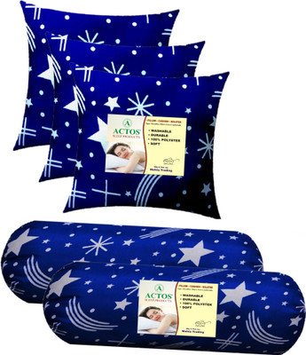 ACTOS Microfibre Geometric Bolster Pack of 5(BlueWhite3)