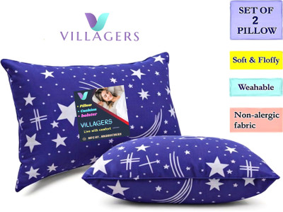 VILLAGERS Polyester Fibre Abstract Sleeping Pillow Pack of 2(Blue)