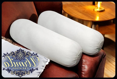 Urmila Creation Microfibre Bolster Pack of 2 Solid Round(White)