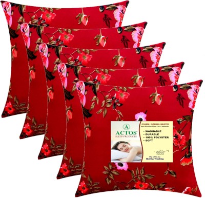 ACTOS Microfibre Floral Cushion Pack of 5(Maroon)