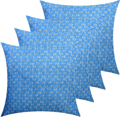 ACTOS Microfibre Floral Cushion Pack of 4(Light Blue)