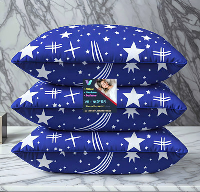 Texlux Blue Print Polyester Fibre Abstract Sleeping Pillow Pack of 3(Blue)