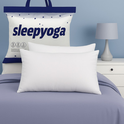 Sleep Yoga Polyester Fibre, Polyester Fibre, Microfibre Sleeping Pillow Pack of 2 Solid Fiber Lite Pillow | Medium Soft | Micro-Peach Fabric | Luxurious Feel(White)