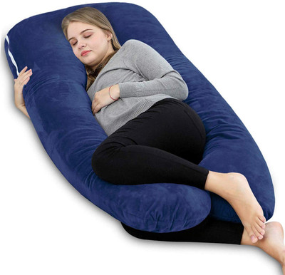 THUKRAN Microfibre Solid Pregnancy Pillow Pack of 1(Dark Blue)