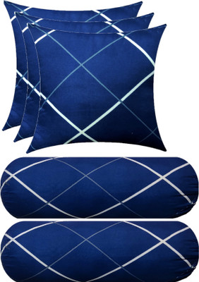 GKM Microfibre Stripes Sleeping Pillow Pack of 5(Blue, White)