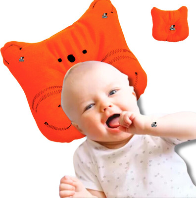Kotton Candy Cat Velvet, Baby Head Shaping Takiya Soft Pillow Newborn Polyester Fibre Toons & Characters Baby Pillow Pack of 1(Orange)