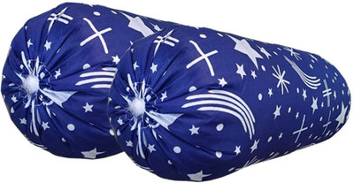 SANJU BROTHER LUXORY Microfibre Abstract Bolster Pack of 2(Blue)