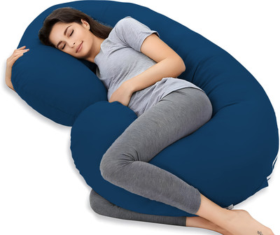 Mom's Moon Ultra Soft Comfortable C Shaped Microfibre Solid Pregnancy Pillow Pack of 1(Sea Blue)