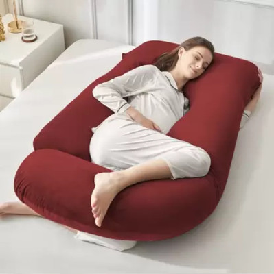 ANVANSA Microfibre, Polyester Fibre Solid Pregnancy Pillow Pack of 1(Maroon)
