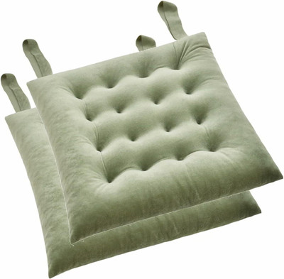 aeTHEric Microfibre Solid Chair Pad Pack of 2(Light Green)