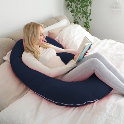 Fajal Cottan Udhyog Microfibre Pregnancy Pillow Pack of 1 Solid Luxurious Imported Velvet C Shaped(Dark Blue)