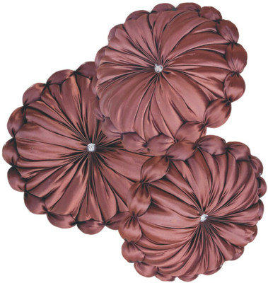 Pillowwala Charming Look Microfibre Solid Cushion Pack of 3(Brown)