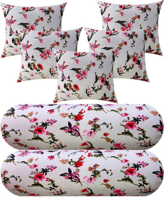 GKM Microfibre Bolster Pack of 7 Floral(White)