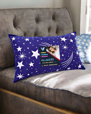 VILLAGERS Premium Polyester Fibre Abstract Baby Pillow Pack of 1(Blue)